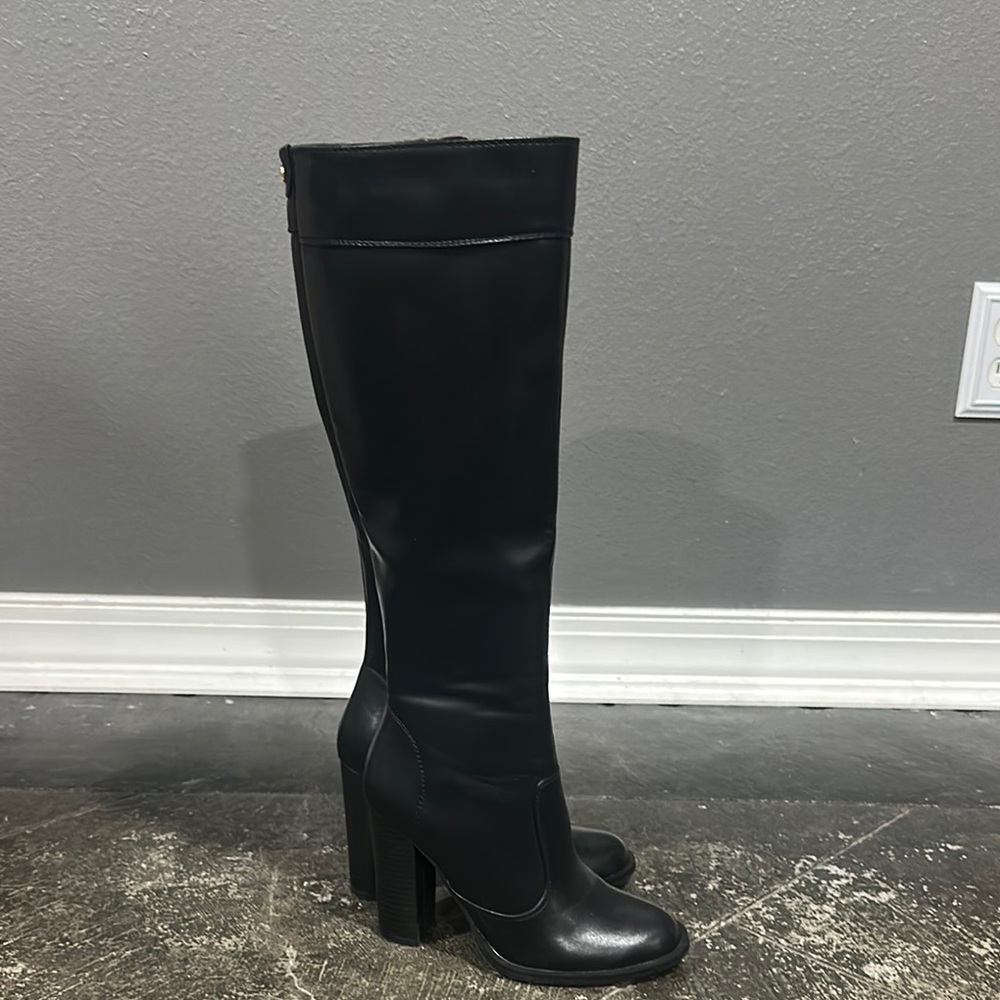 Azalea Wang Butler Faux Leather Knee High Black Boots 6.5